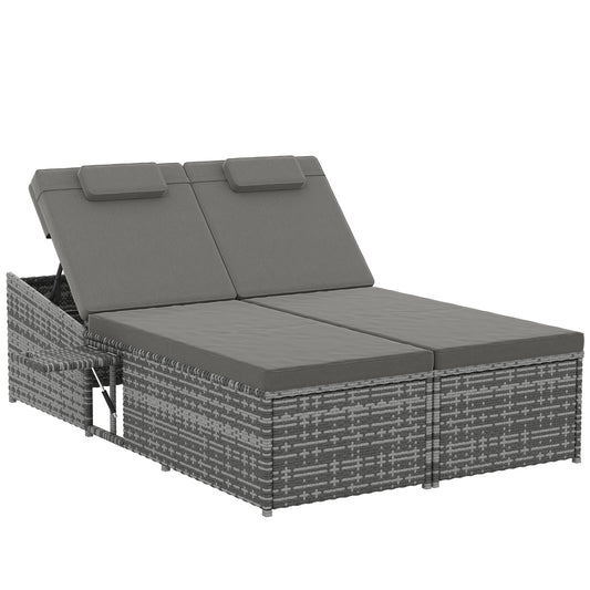 Outsunny 2 Seater Rattan Day Bed in Grey