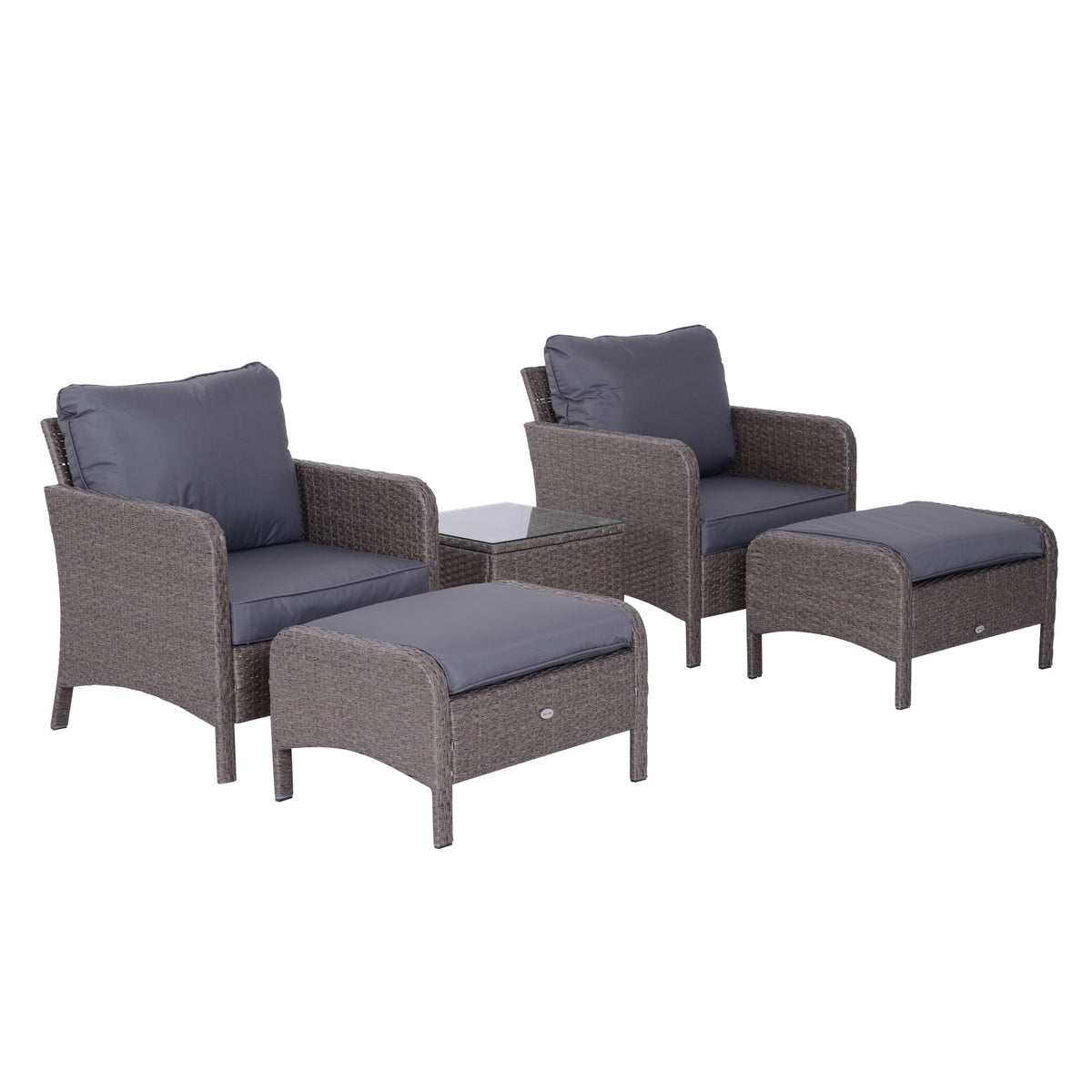 Outsunny 2-Seater Rattan Furniture Set in Grey