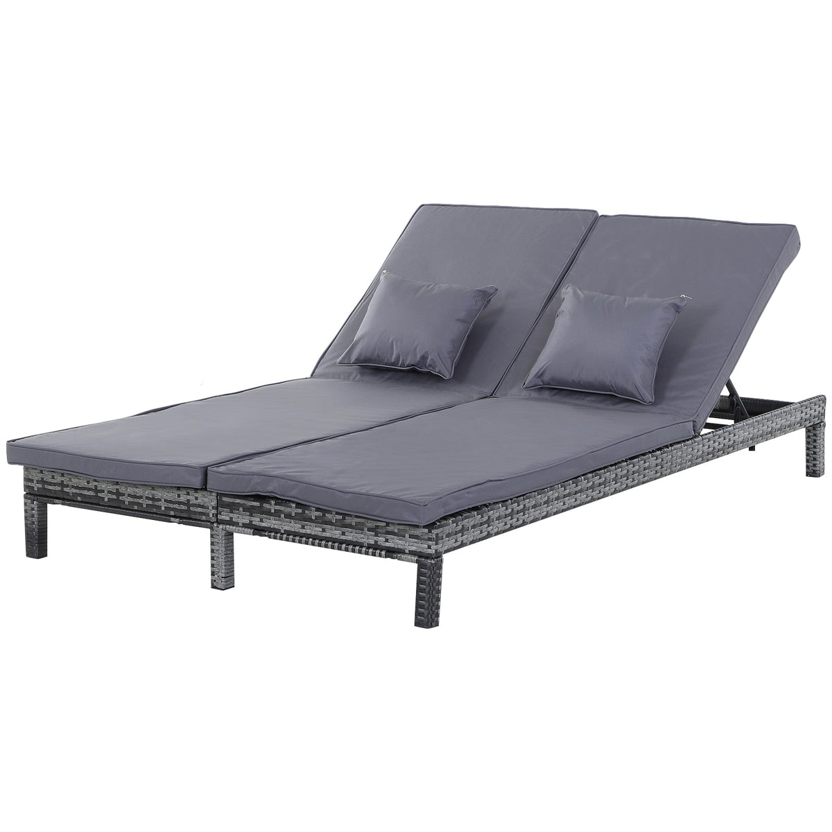 Outsunny 2 Seater Rattan Lounger in Grey