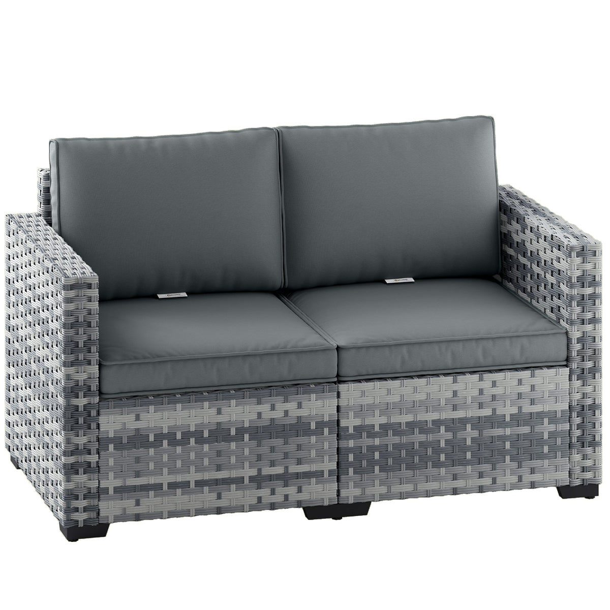 Outsunny 2 Seater Rattan Sofa in Mixed Grey