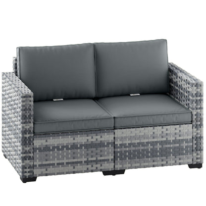 Outsunny 2 Seater Rattan Sofa in Mixed Grey