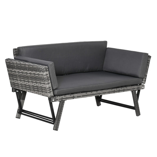 Outsunny 2 Seater Rattan Sofa with Cushions in Mixed Grey