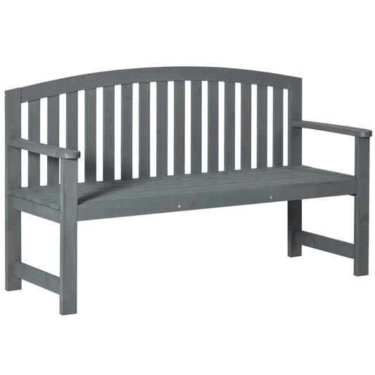 Outsunny 2 Seater Wooden Garden Bench with Armrest in Grey