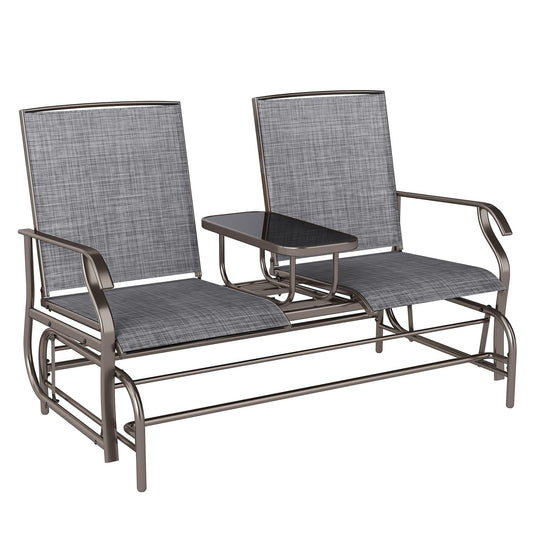 Outsunny 2 Seats Garden Glider Bench in Brown and Grey