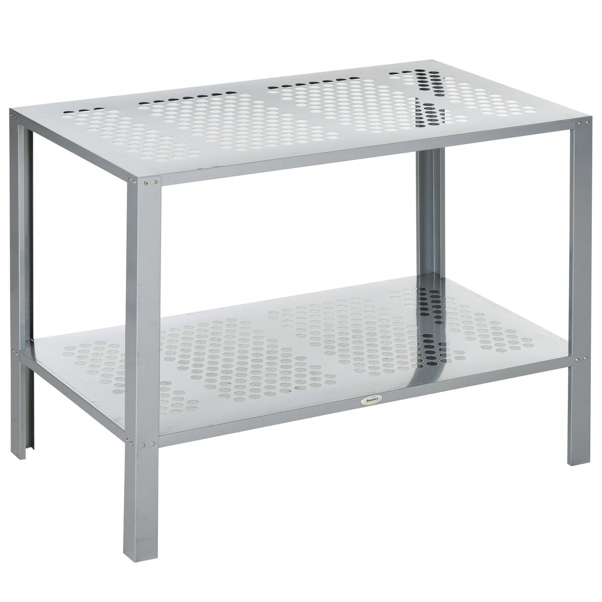 Outsunny 2-Tier Plant Stand in Silver
