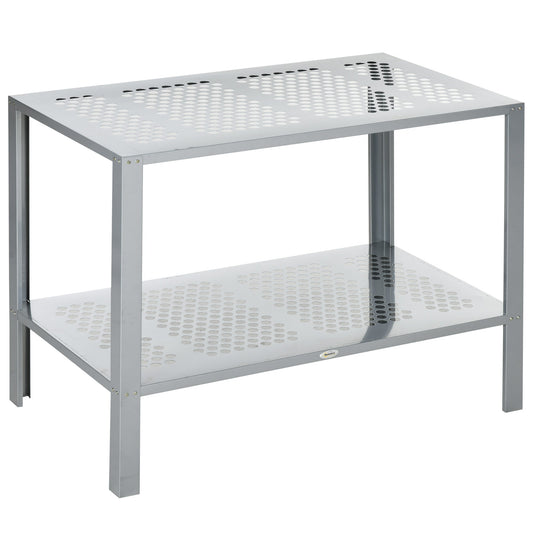 Outsunny 2-Tier Plant Stand in Silver