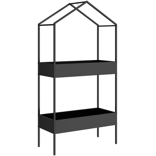 Outsunny 2 Tier Plant Stand in Black