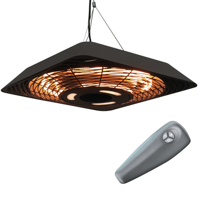 Outsunny 2000W Electric Hanging Patio Heater Ceiling Mounted Halogen Heating in Black