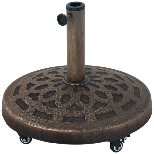 Outsunny 21kg Resin Garden Parasol Base with Wheels in Bronze Tone
