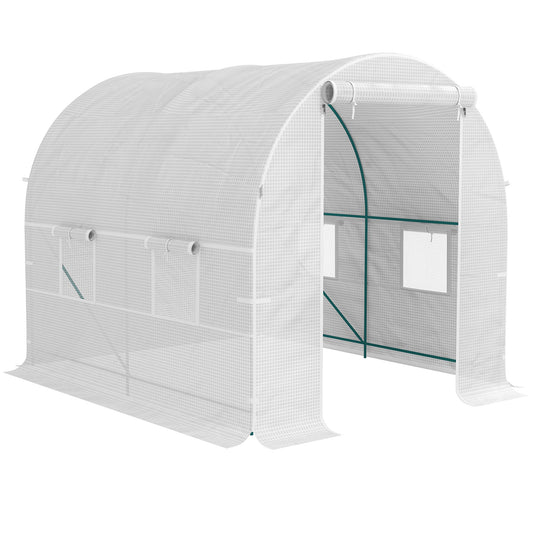 Outsunny Polytunnel Greenhouse in White