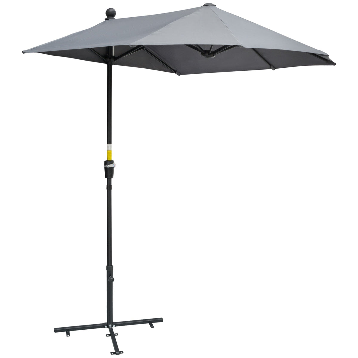 Outsunny 2m Half Parasol Market Umbrella in Dark Grey