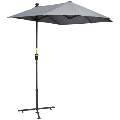 Outsunny 2m Half Parasol Market Umbrella in Dark Grey