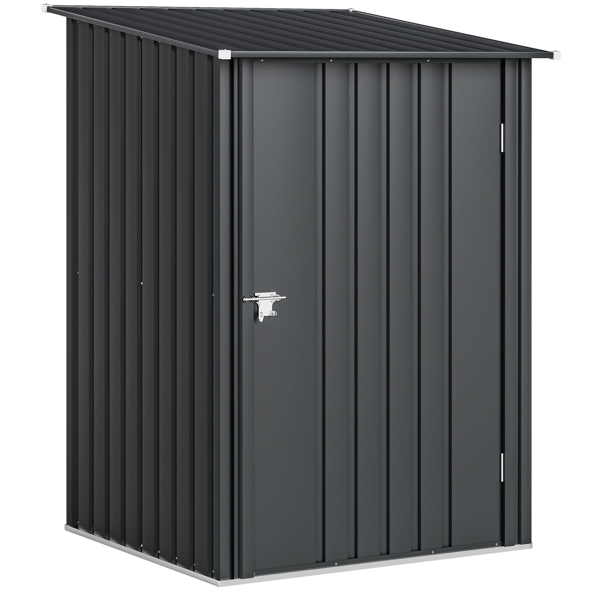 Outsunny Lean To Steel Garden Shed in Dark Grey