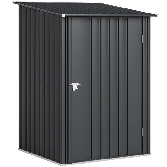 Outsunny Lean To Steel Garden Shed in Dark Grey