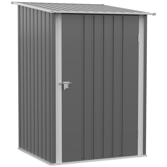 Outsunny Lean To Steel Garden Shed in Grey
