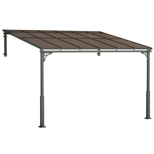 Outsunny Metal Lean-to Pergola in Brown