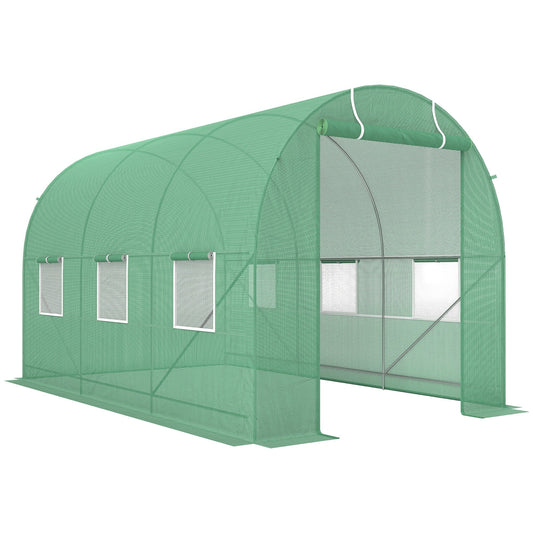 Outsunny Walk-In Polytunnel Greenhouse in Green