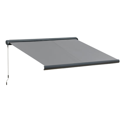 Outsunny LED Light Full Cassette Case Electric/Manual Awning in Grey
