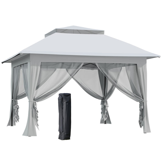 Outsunny Pop Up Gazebo with Netting in Light Grey