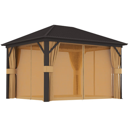 Outsunny Aluminium Hardtop Gazebo in Brown