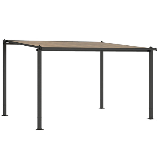 Outsunny Lean to Garden Pergola with PC Roof in Dark Grey