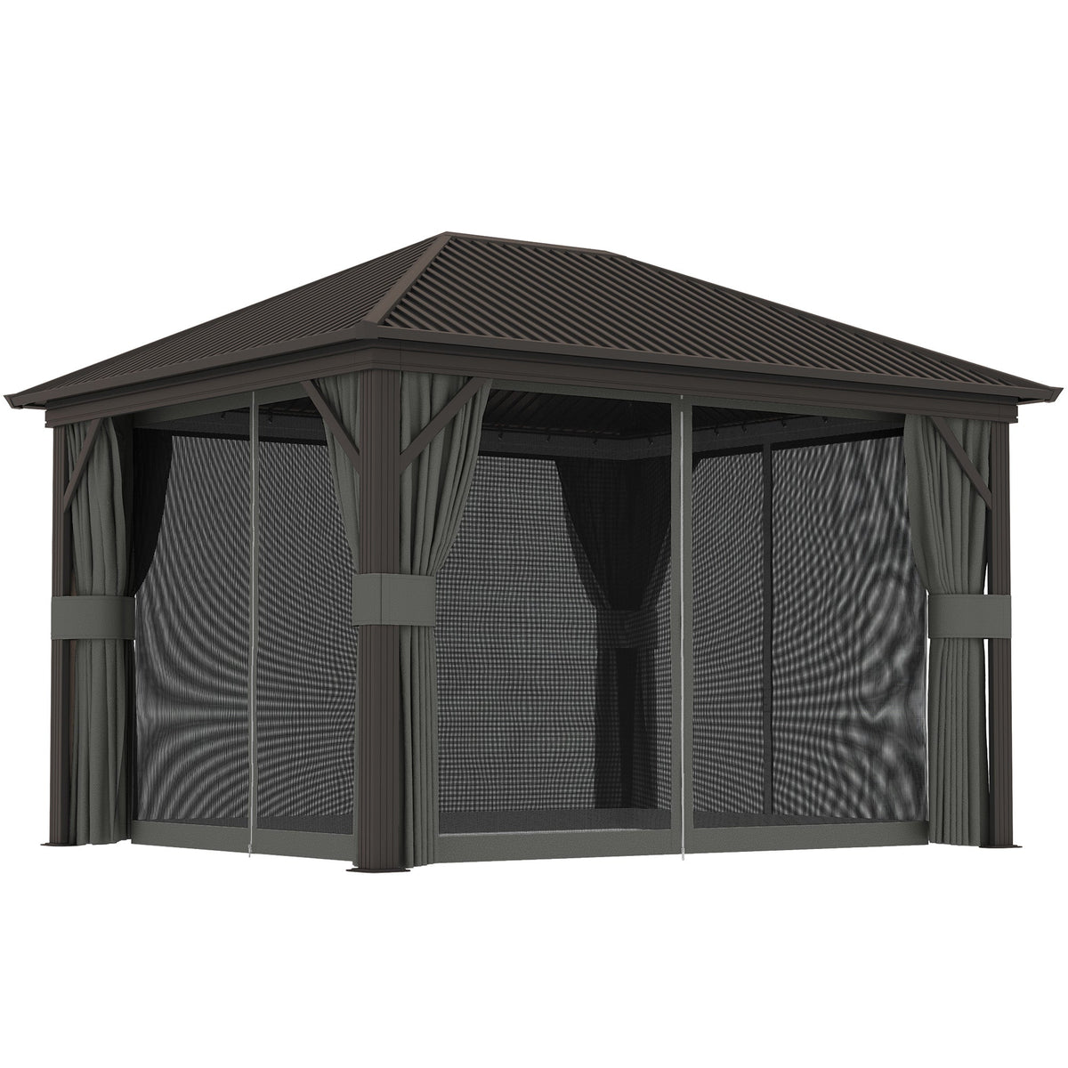 Outsunny Aluminium Hardtop Gazebo in Dark Grey