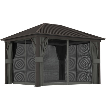 Outsunny Aluminium Hardtop Gazebo in Dark Grey