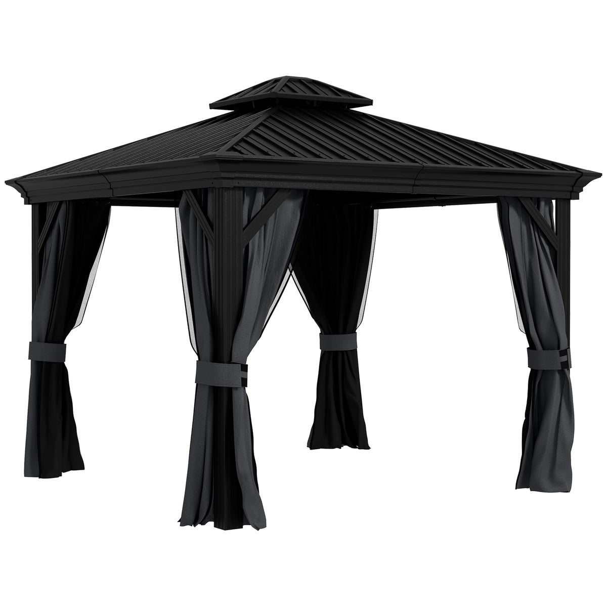 Outsunny Aluminium Hardtop Gazebo in Dark Grey