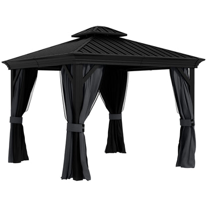 Outsunny Aluminium Hardtop Gazebo in Dark Grey