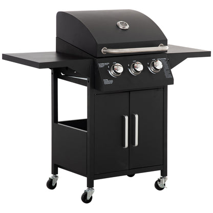 Outsunny 3 Burner Gas BBQ Grill in Black