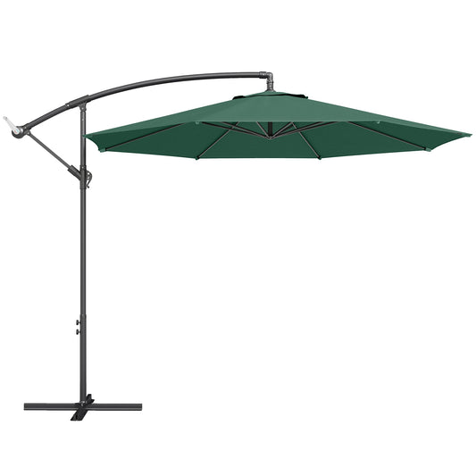 Outsunny 3 m Overhanging Cantilever Parasol in Dark Green