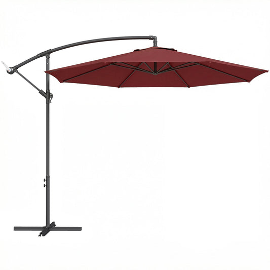 Outsunny 3 m Overhanging Cantilever Parasol in Wine Red