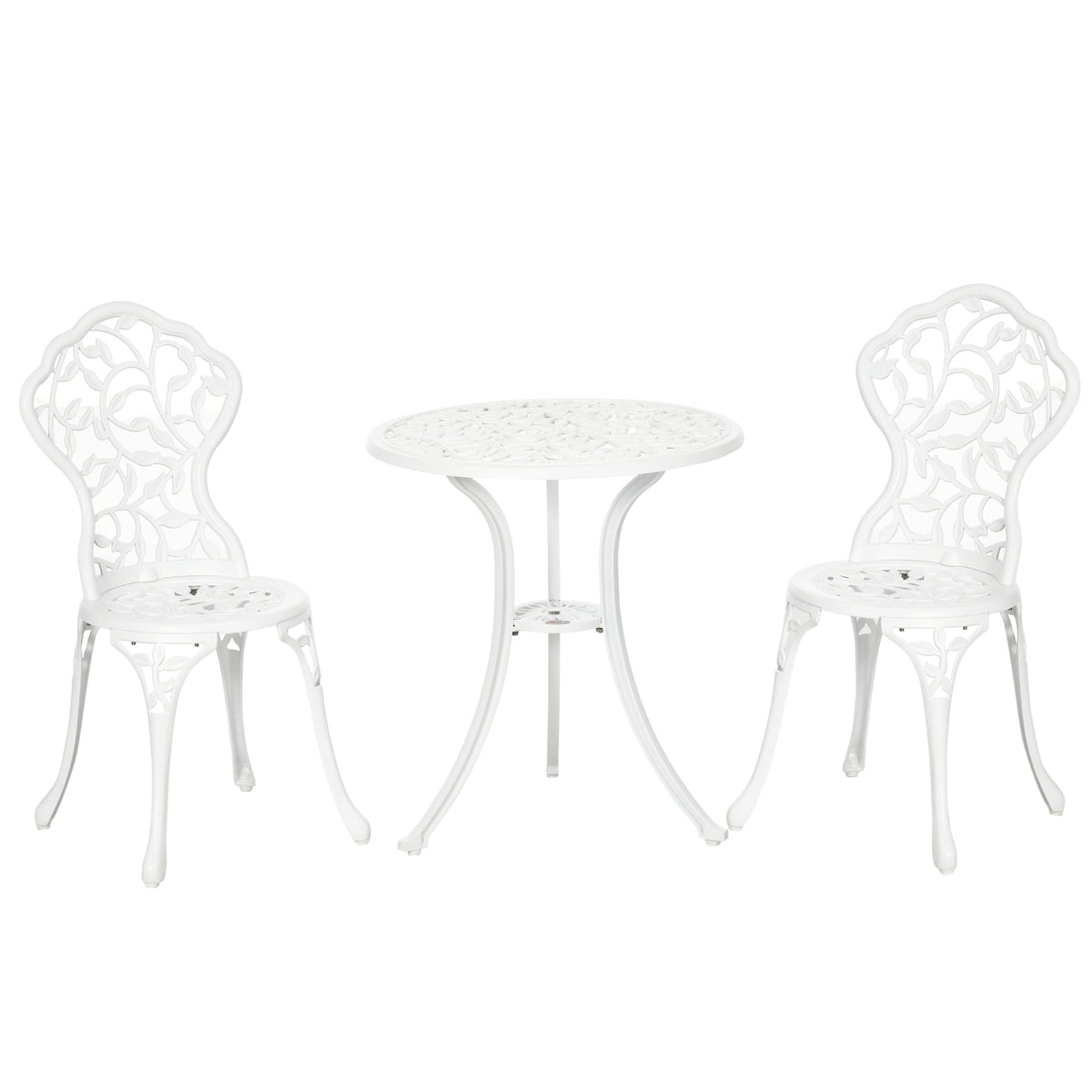 Outsunny 3 Pcs Aluminium Bistro Set in White