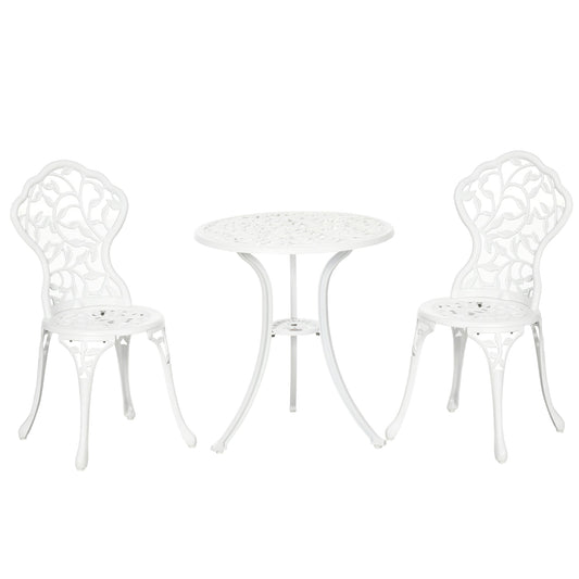 Outsunny 3 Pcs Aluminium Bistro Set in White