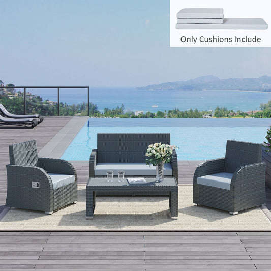 Outsunny 3 PCs Outdoor Seat Cushion for Rattan Furniture in Grey