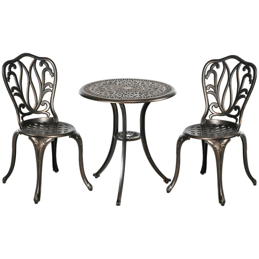 Outsunny 3 Piece Garden Bistro Set in Bronze Tone