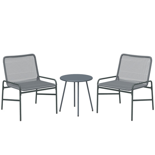 Outsunny 3 Piece Rattan Bistro Set in Dark Grey