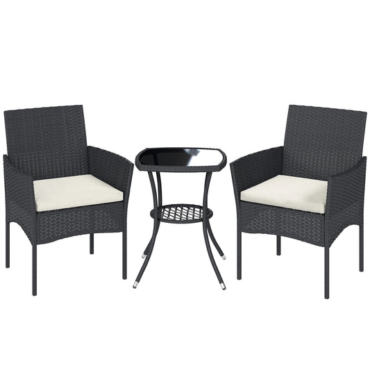 Outsunny 3 Piece Rattan Bistro Set in Cream White