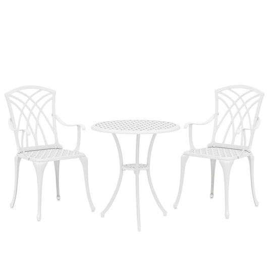 Outsunny 3 Pieces Garden Bistro Set in White