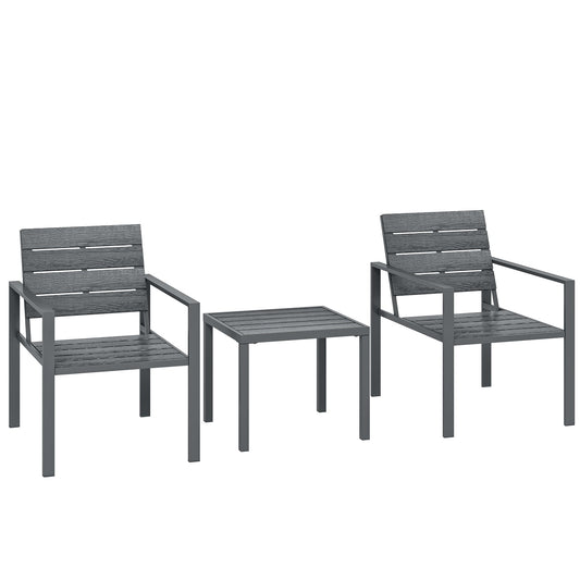 Outsunny 3 Pieces Garden Bistro Set for 2 in Dark Grey