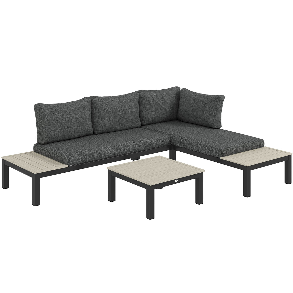 Outsunny 3 Pieces Garden Furniture Set in Dark Grey