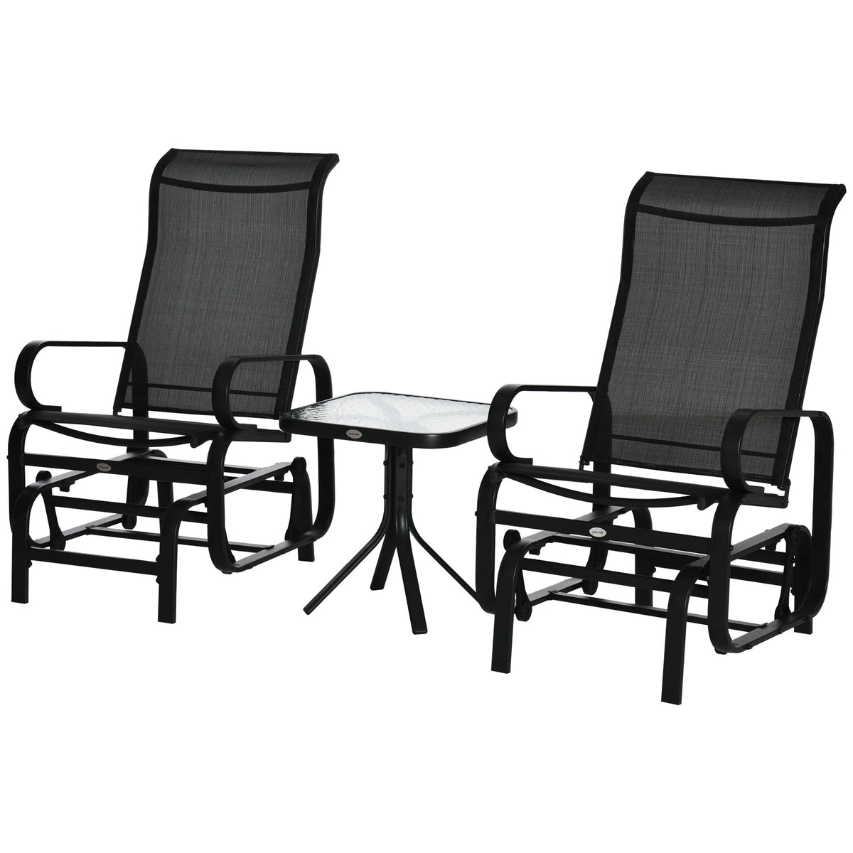 Outsunny 3 Pieces Garden Gliding Chair Set in Black
