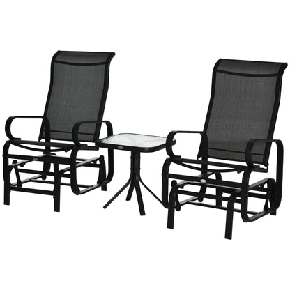 Outsunny 3 Pieces Garden Gliding Chair Set in Black