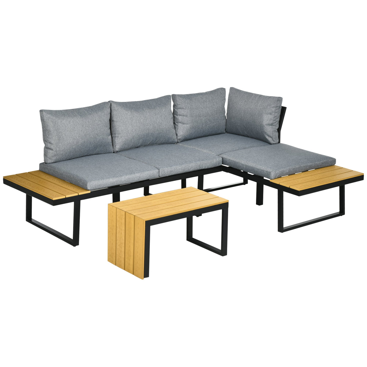 Outsunny 3 Pieces Patio Furniture Set in Dark Grey