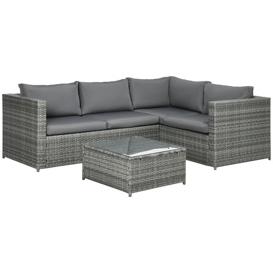 Outsunny 3 Pieces PE Rattan Garden Furniture Set in Grey