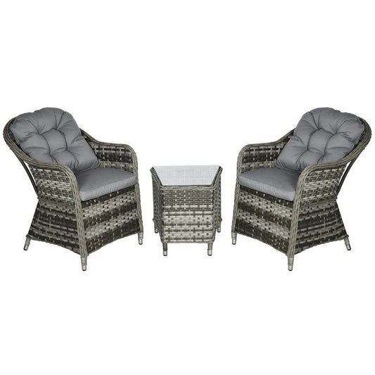 Outsunny 3 Pieces Rattan Bistro Set in Grey