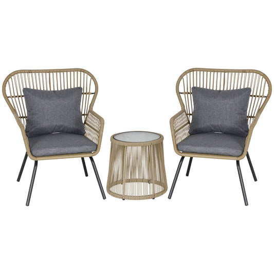 Outsunny 3 Pieces Rattan Bistro Set in Coffee