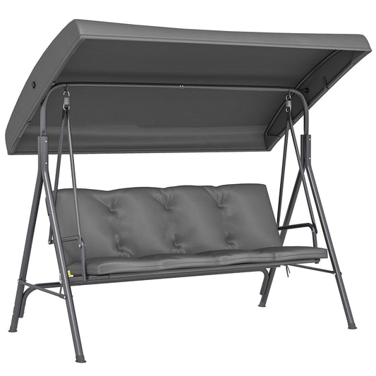 Outsunny 3 Seater Garden Swing Chair in Dark Grey