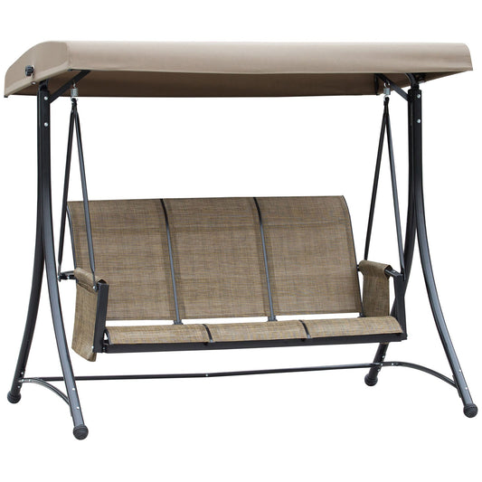 Outsunny 3 Seater Garden Swing Seat in Brown