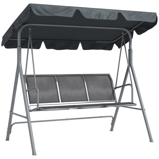 Outsunny 3 Seater Swing Chair in Dark Grey